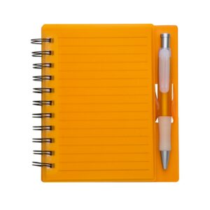 CADERNO PLÁSTICO C/ CANETA